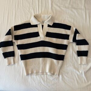 Madewell Cream and Navy Striped Knit Sweater